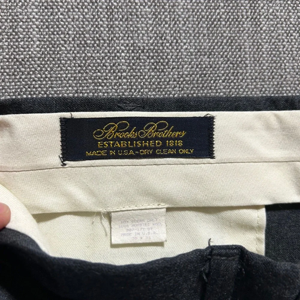 Brooks Brothers Dress Pants Mens 38 Charcoal Grey Pleated Worsted Wool USA Made